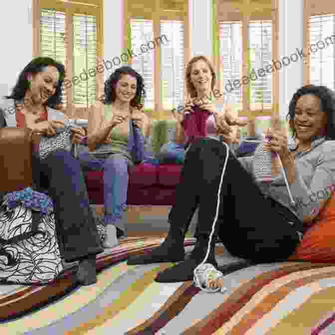 A Group Of Women Knitting Together In A Cozy Living Room, Surrounded By Yarn And Needles. Knit Tight (Portland Heat 4)