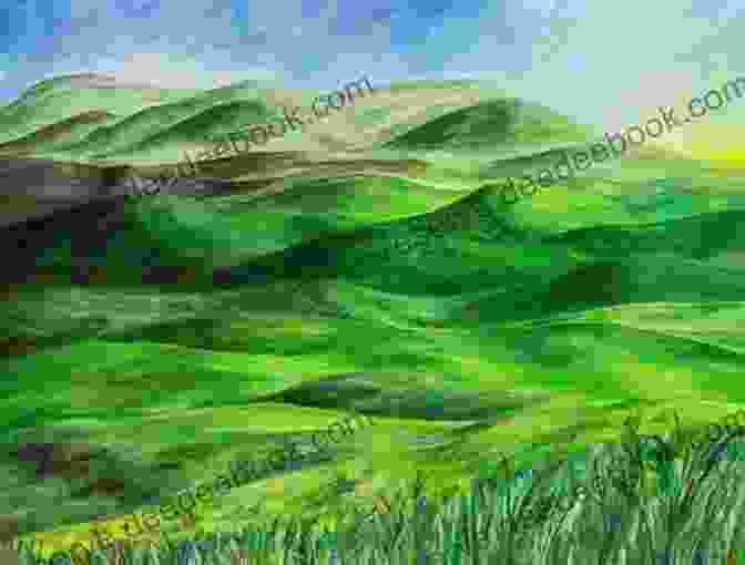 A Painting By Tracy Carol Taylor Depicting A Vibrant Landscape With Rolling Hills, Blooming Flowers, And A Vast Sky Filled With Clouds Wondering Ardor Tracy Carol Taylor