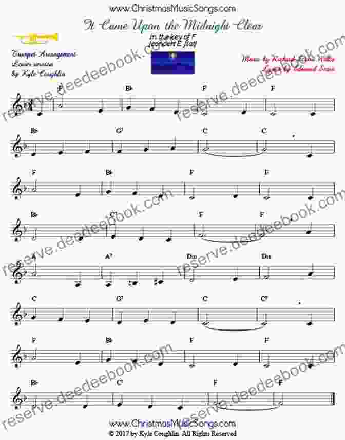 A Trumpet Player Performing 'It Came Upon The Midnight Clear' Under A Starry Night Sky 20 Traditional Christmas Carols For Trumpet 2: Easy Key For Beginners