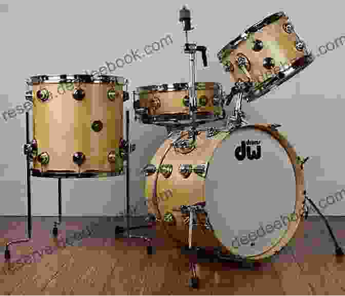 A Vintage Jazz Drum Kit Featuring A Bass Drum, Snare Drum, And Cymbals. The Drum Book: A History Of The Rock Drum Kit