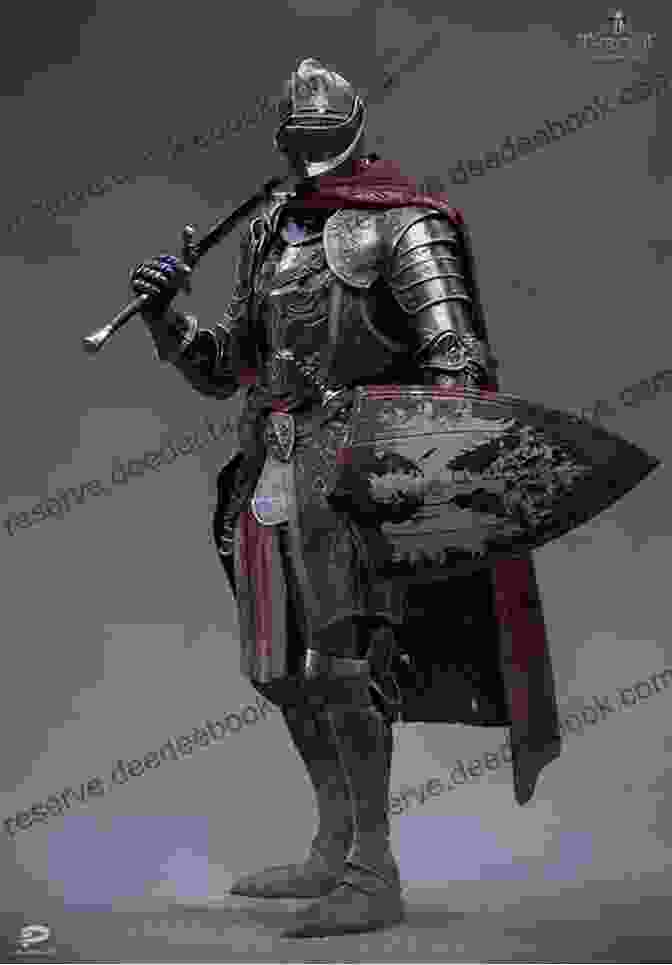 Chris Allton In Full Knight's Armor, Holding A Sword And Shield. Knight School II Chris Allton