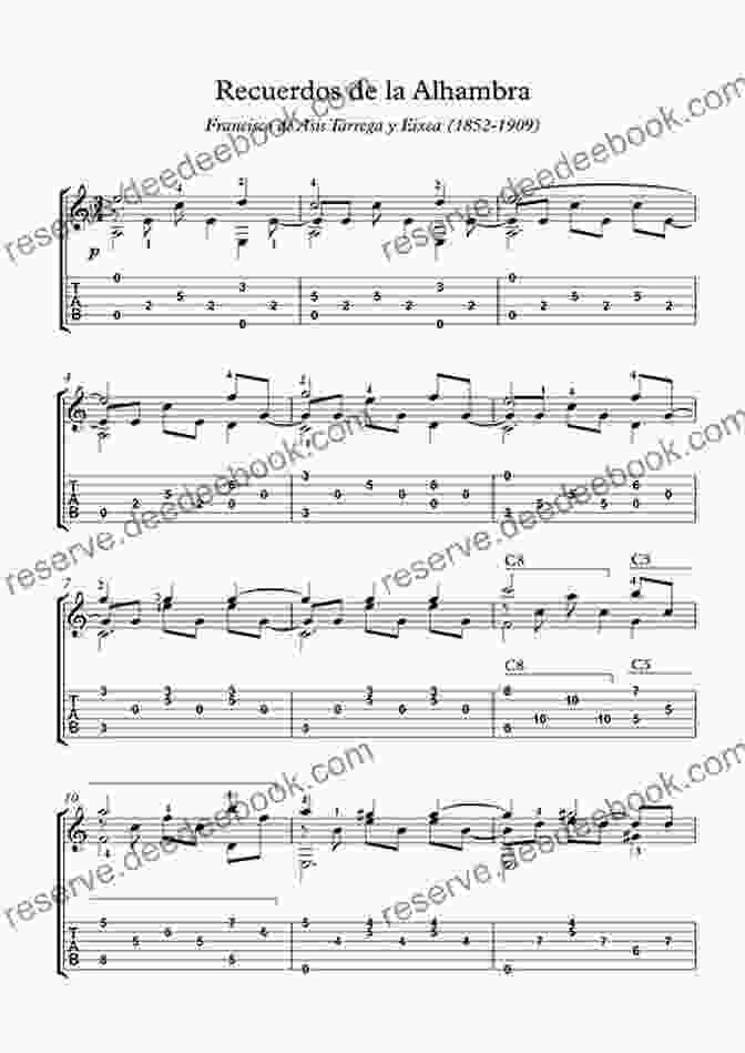 Classical Guitar Tab Of Francisco Tárrega's Recuerdos De La Alhambra The Huge Of Classical Guitar Solos In TAB: Play Weddings Or Any Gig With These Great Arrangements Of Music From The Renaissance To Ragtime (Guitar)