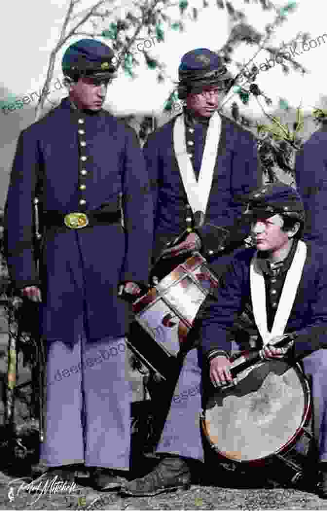 Drummer Boy Marching Alongside Union Soldiers, His Drum Strapped Across His Body. John Lincoln Clem: Civil War Drummer Boy (Based On A True Story)