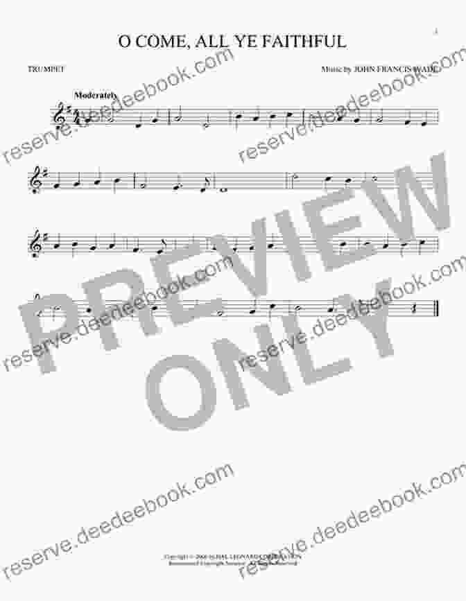 O Come, All Ye Faithful Trumpet Sheet Music 20 Easy Christmas Carols For Beginners Trumpet 1