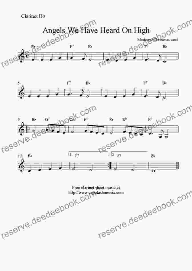 Sheet Music For Angels We Have Heard On High Arranged For Beginners On The Clarinet 20 Easy Christmas Carols For Beginners Clarinet 2: Big Note Sheet Music With Lettered Noteheads