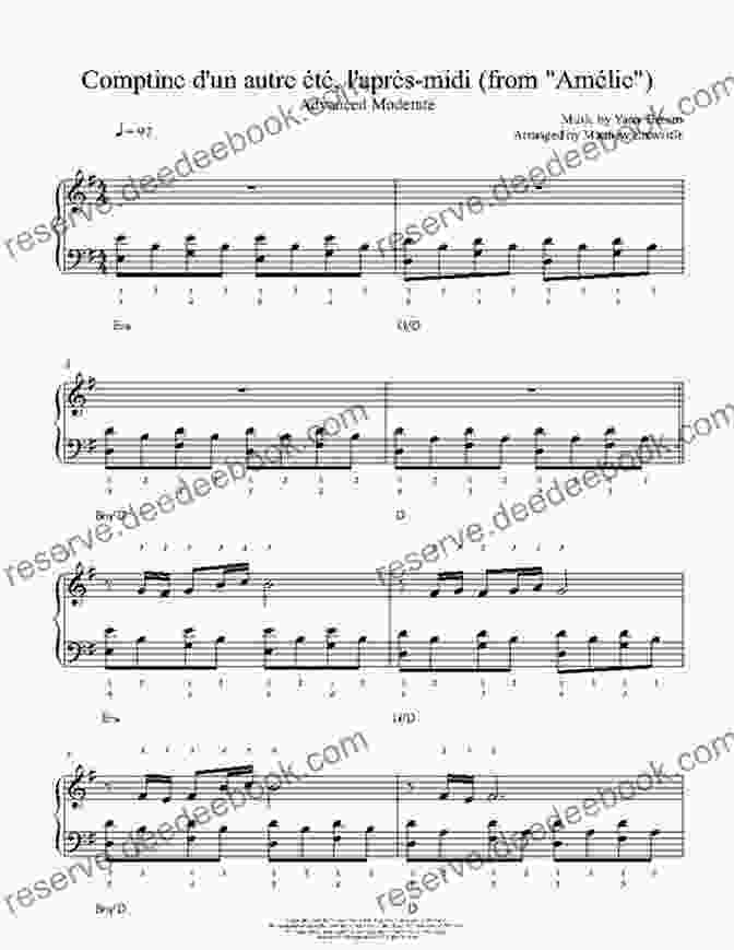 Sheet Music For Comptine D'un Autre Été, An Easy Piano Piece For Beginners By Yann Tiersen French Horn Sheet Music With Lettered Noteheads 1: 20 Easy Pieces For Beginners