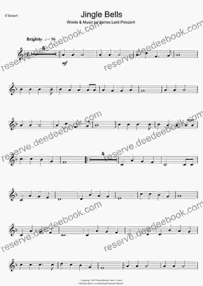 Sheet Music For Jingle Bells Arranged For Beginners On The Clarinet 20 Easy Christmas Carols For Beginners Clarinet 2: Big Note Sheet Music With Lettered Noteheads