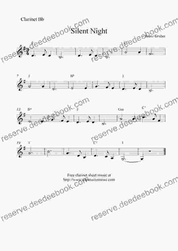 Sheet Music For Silent Night Arranged For Beginners On The Clarinet 20 Easy Christmas Carols For Beginners Clarinet 2: Big Note Sheet Music With Lettered Noteheads