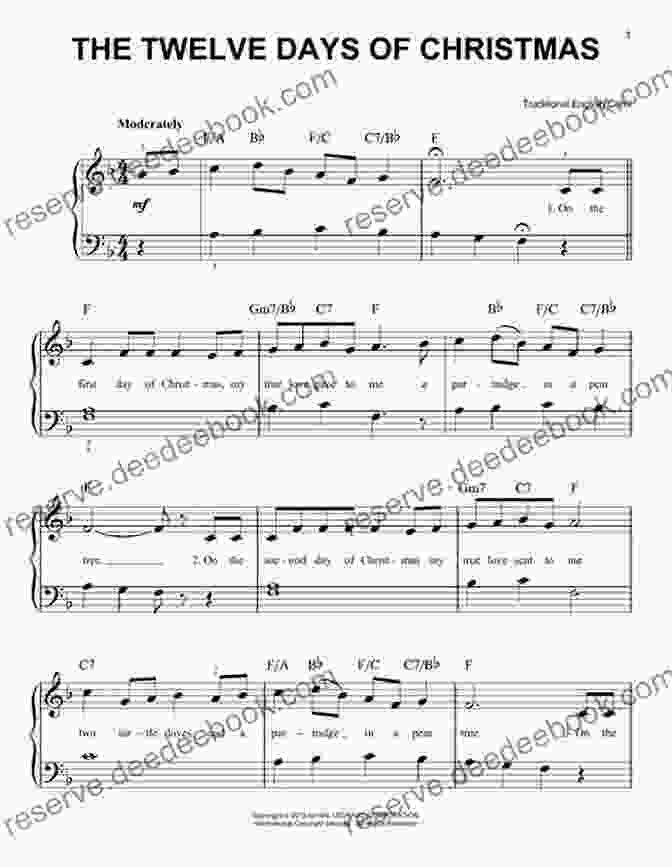 Sheet Music For The Twelve Days Of Christmas Arranged For Beginners On The Clarinet 20 Easy Christmas Carols For Beginners Clarinet 2: Big Note Sheet Music With Lettered Noteheads