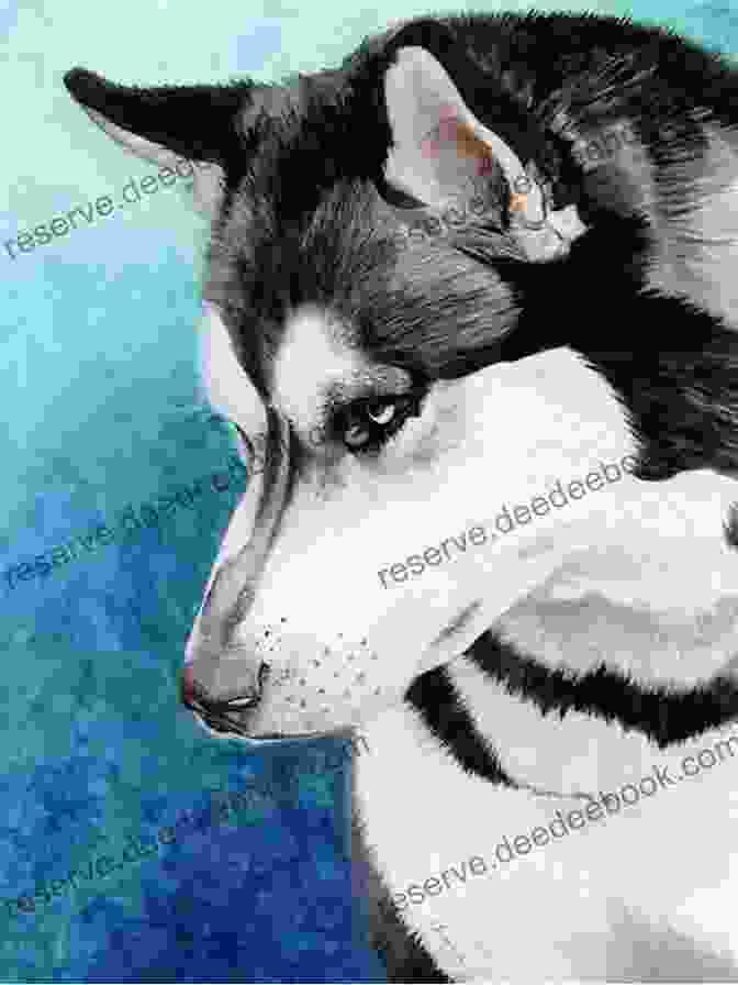 Watercolor Painting Of A Siberian Husky, Showcasing Its Piercing Blue Eyes, Striking Markings, And Enigmatic Expression Counted Cross Stitch Pattern: Watercolor Dog #104 Siberian Husky: 183 Watercolor Dog Cross Stitch